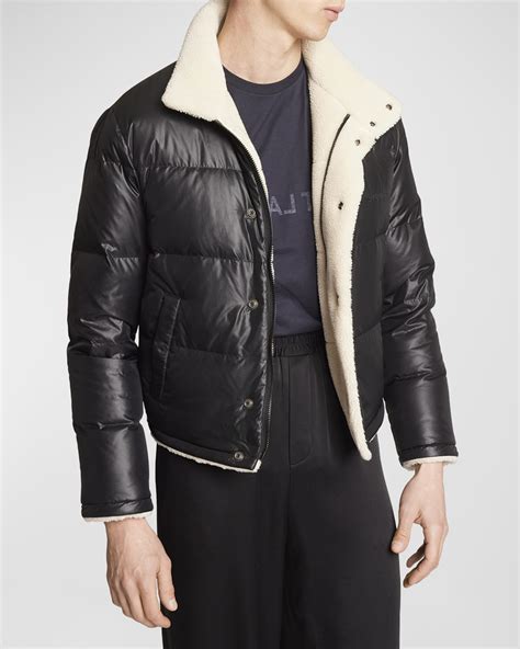 Saint Laurent Men's Faux Shearling Puffer Jacket